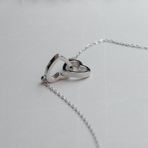 Charter Club Double Heart Interlocking Necklace โ 925 Sterling Silver - Picture 5 of 8